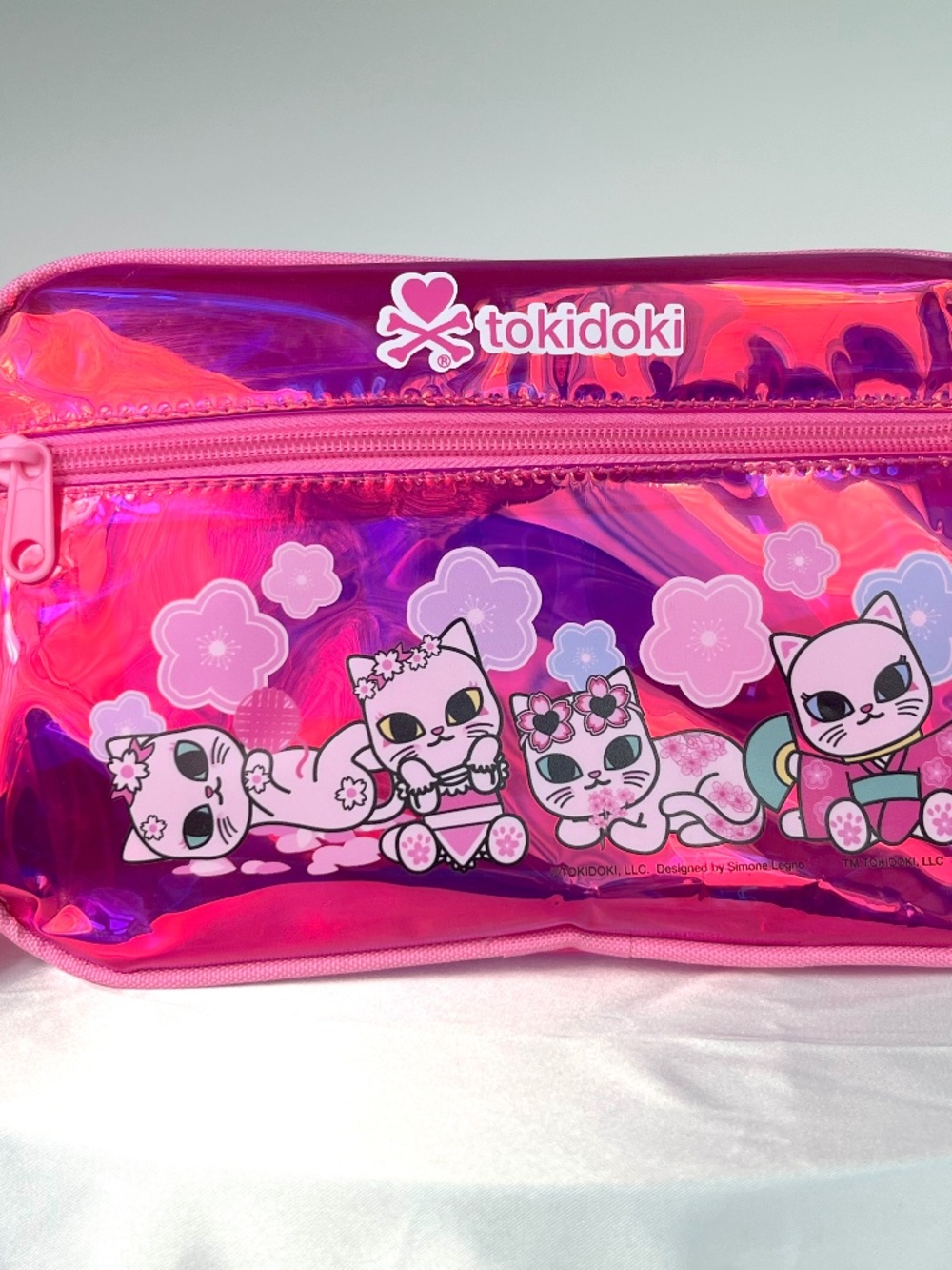 Tokidoki Festival Exclusive Cherry Blossom Cats Iridescent Pink Vinyl Fanny Pack